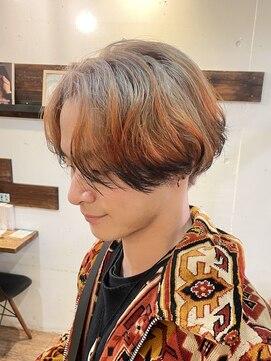 スタジオフォーエイチ(STUDIO 4H) エンドカラー/センターパート/ベージュ/ブリーチデザイン