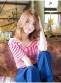 ベージュ系カラー 抜け感ヘア ふわミディ【モテナ 豊田 浄水】