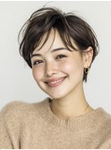 大人女性/ヘアセット黒髪/ショートカット/ネビージュ/小顔