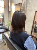 レイヤーボブハイライトカラーミルクティーベージュ