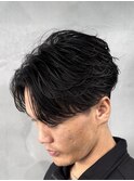 渋谷フェザーショートメンズマッシュウルフセンターパートカット