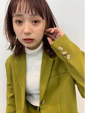 ローウェ 名駅(Louwe) 透明感ピンクベージュ切りっぱなしボブ[名駅/名古屋駅前]