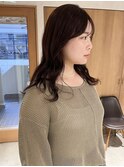 "久保田"顔まわりレイヤーカットレッドブラウンシースルーバング