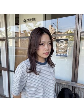 リトン(reton) ラベンダーミルクティー/チェリーレッド×韓国風巻き