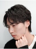 渋谷メンズマッシュウルフカット緩めシャドウパーマ波巻きパーマ