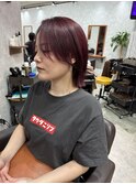那覇美容室/おもろまち美容室/切りっぱなしボブ/ボルドー/ボブ