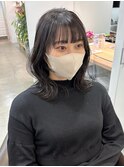韓国暗髪くびれボブヘアミディアムヘア似合わせ前髪グレージュ