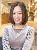 ナチュラルボブ前髪ありイメチェン20代30代40代50代ショートボブ