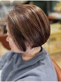 白髪ぼかしショートボブ【ワンカラーブリーチなしver.】