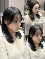 ハルキミナト ジャパン ヨコハマ(HARUKI MINATO japan YOKOHAMA)&nbsp;ミディアムレイヤー/顔周りカット/前髪カット