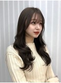 レイヤーカット/韓国ヘア/オリーブグレージュ/顔周り