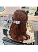 編み込みハーフアップ