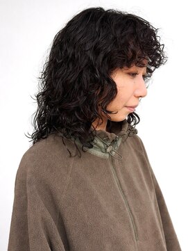 オレンジペコ(orange peco) 前髪パーマ ミディアムパーマ ダークブラウン 20代 30代