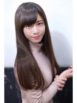 オースト ヘアー ステラ 新宿店(Aust hair Stella) 斜めバング☆Rストレートなら毛先までうる艶ストレートロング