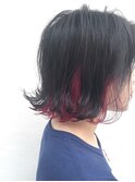 インナーアクセントカラー＿結婚式,前下がり,斜めバング