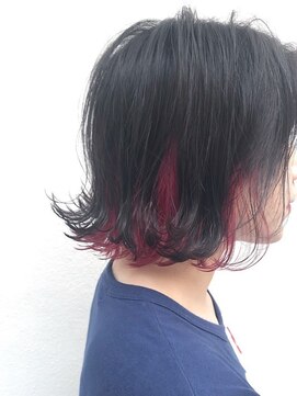 フロート 小阪店(float) インナーアクセントカラー＿結婚式,前下がり,斜めバング