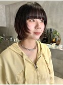 大人可愛い小顔ジャギーボブ似合わせオリーブベージュボブ