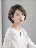 大人ショートボブ×耳掛けショート30代40代丸顔面長池袋