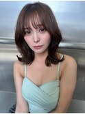 大人可愛いガーリーチョコレートアッシュ韓国レイヤーカット