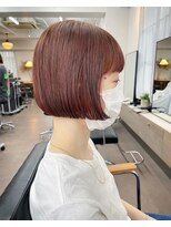 ユノ(juno)&nbsp;襟足ギリギリのコンパクトボブにクリーミーピーチカラー☆