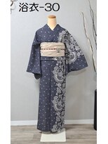 きものサロン すずめ屋&nbsp;レンタル番号　浴衣-30(紺レース)