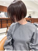 ハイライト白髪ぼかしダブルカラーインナーカラーショートボブ