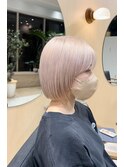 ミルクティーベージュカラータッセルボブ切りっぱなしボブ渋谷