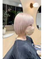 スタン 渋谷(Stam)&nbsp;ミルクティーベージュカラータッセルボブ切りっぱなしボブ渋谷