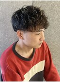 メンズ王道マッシュ波巻きスパイラルパーマ質感重視刈り上げ