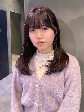 クレオヘアフィーカ(CLEO hair fika) ラベンダーピンク　ローレイヤー　ミディアムヘア