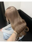 12244艶髪マロンベージュ韓国風巻きミルクティーベージュロング