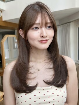 バイオレット 表参道店(Violet) 前髪顔まわり小顔似合わせミディアムレイヤーグレージュカラー