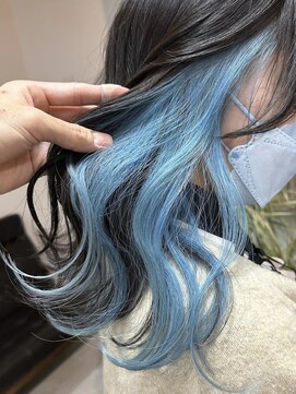 ヴェルデ(Verde) インナーカラー 水色 ダブルカラー、インナーカラー、カラー