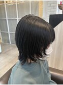 透け感ブラックのナチュラルウルフボブ &nbsp;