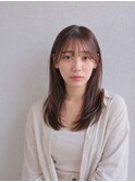 ミディアム20代30代ストレートレイヤー前髪なし前髪あり池袋