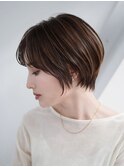 表参道白髪ぼかしマッシュショートヘアッシュベージュ40代50代