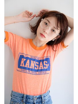 ラレイ(Lalei) 【表参道/青山】オレンジベージュ×切りっぱなしボブ【ささき】