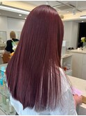ピンクカラーピンクベージュ暖色カラーカシスカラーツヤ髪ロング