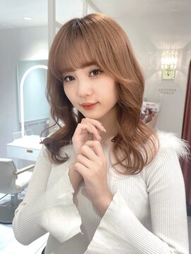 ミシェリー(misherry) 暖色ブラウンカラー/小顔ヘア/くびれ巻き/オレンジカラー