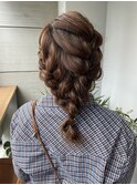 結婚式二次会編みおろし編み込みお呼ばれヘアセットドレスヘア