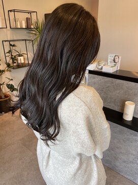 メデル(mederu) ブリーチなしカラーオリーブグレージュ暗髪カラー透け感カラー