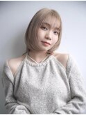 韓国風ハイトーンウルフボブレイヤー小顔ワンカールブロンド