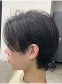 フェザーパーマ/グレーブルーカラー/刈り上げショートパンク