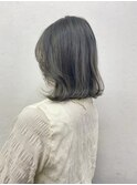 グレーアッシュ/ハイトーン/くびれミディ/カール
