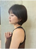 小顔サイドバングの長めショートボブ目黒白金