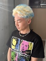 ラニヘアサロン(lani hair salon) ブロンド×アクアブルー/メンズハイトーン/短髪/抜きっぱなし/