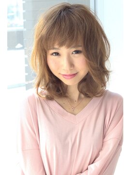 アルモヘアヴォーグ 静岡(ALMO hair VOGUE) 【ALMO】斜めバングフェミニンガーリーミディ