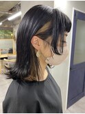 韓国風暗髪×インナーカラー