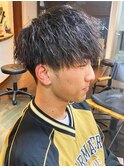 20代30代メンズスパイラルパーマワイルドオシャレ感アッシュ
