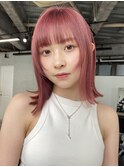 フェイスレイヤーボブ×ピンクヘア